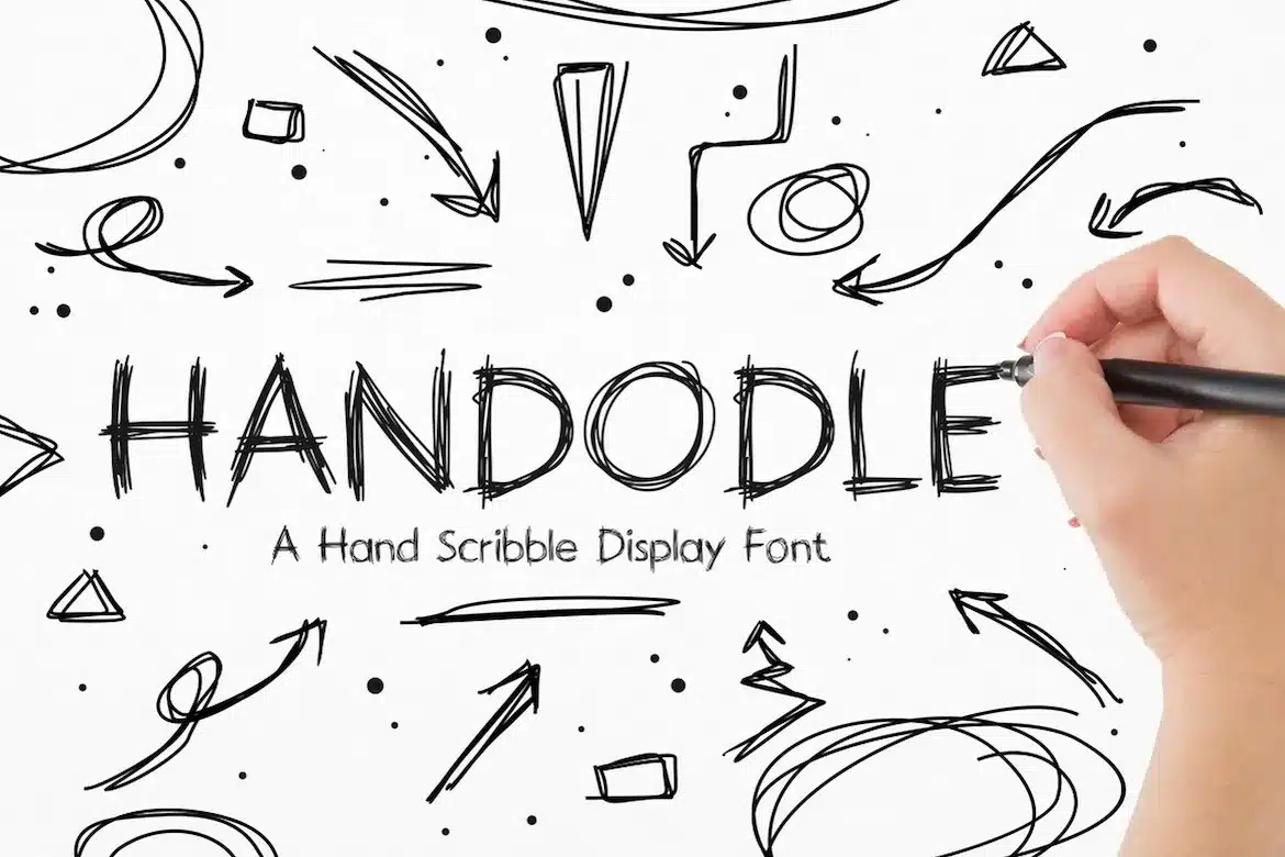 A hand scribble display Pencil Font
