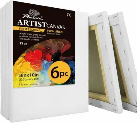 Arteza Stretched Canvas, Black, 12x12, Blank Canvas Boards for