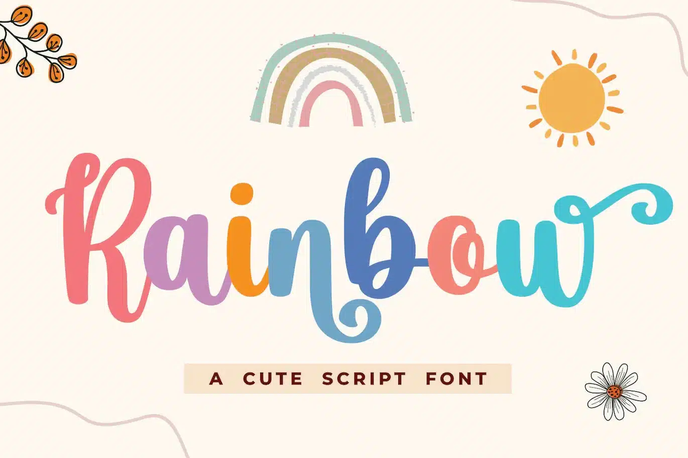 A cute script Rainbow Font