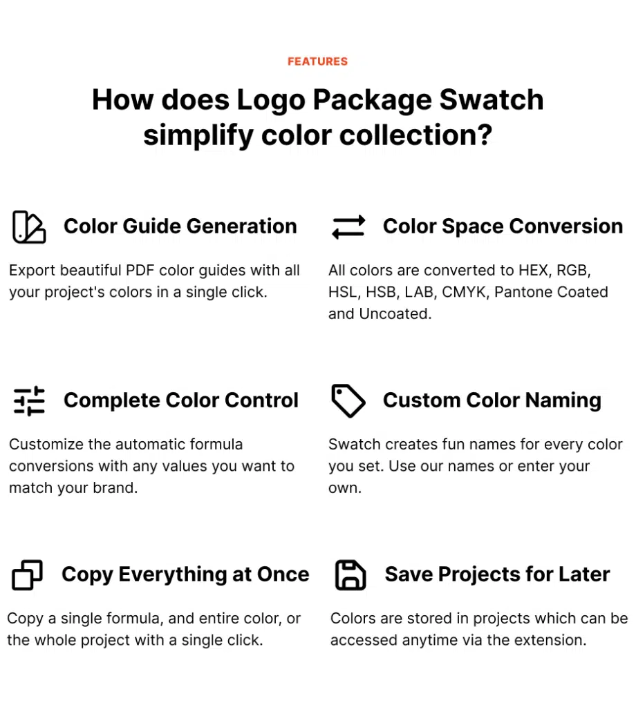 Logo Package Swatch Features