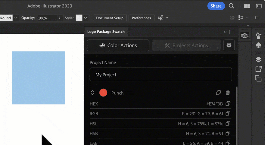 Logo Package Swatch Features Control Color
