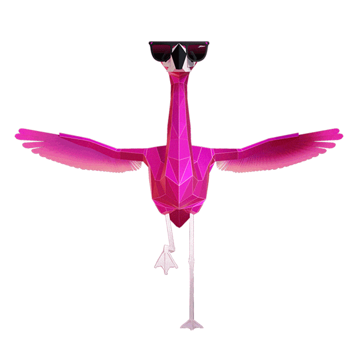 3D Flamingo Model with Wings Out
