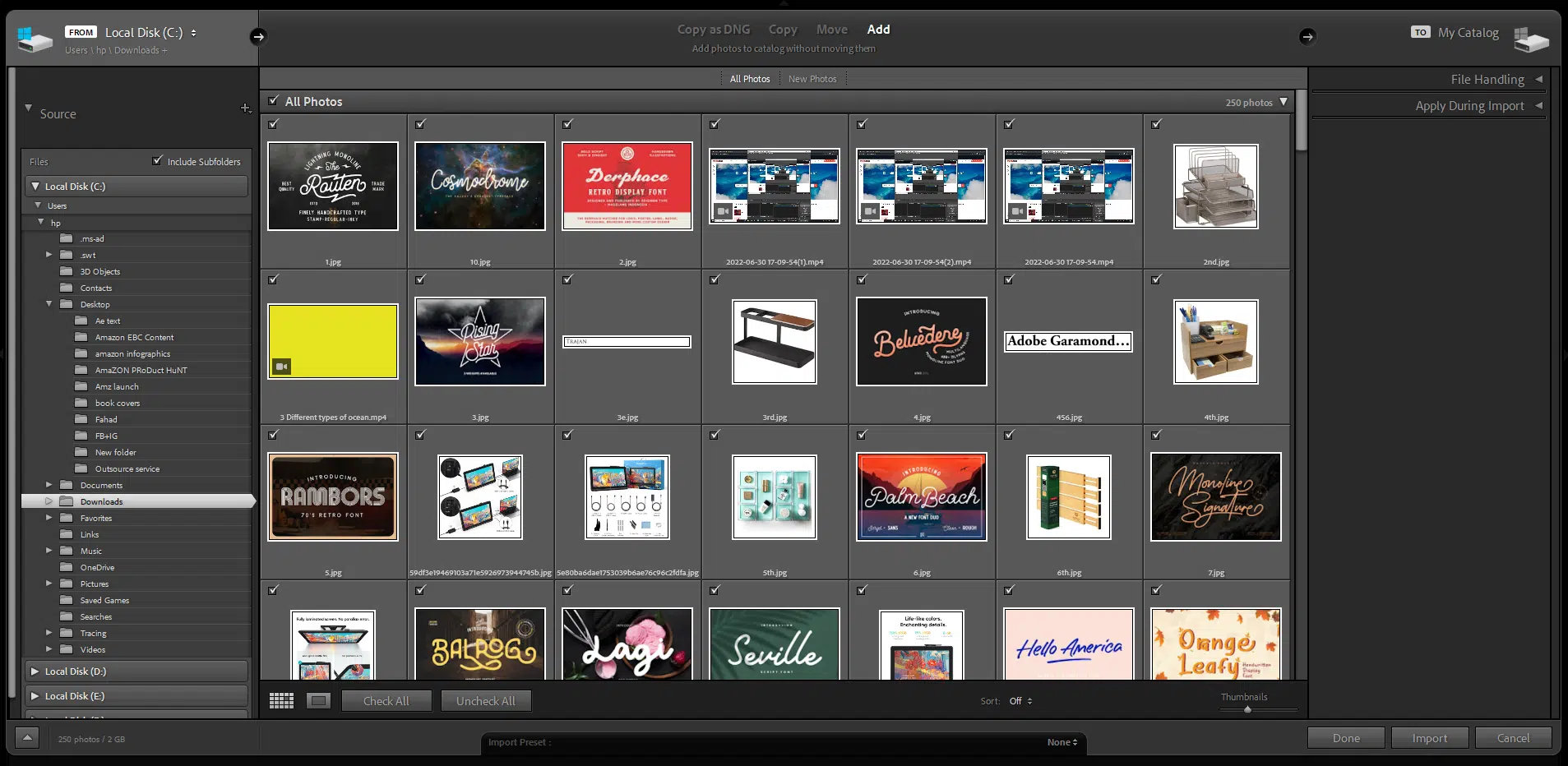 Lightroom Importing and organizing