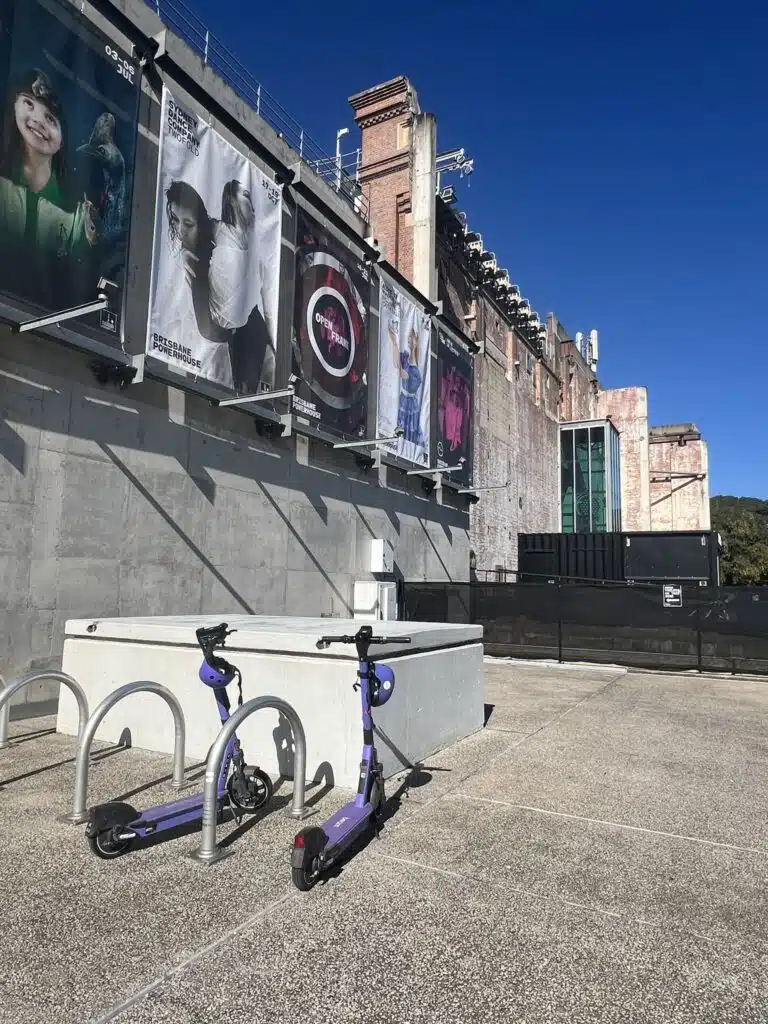 Scooters in front of The Brisbane Powerhouse